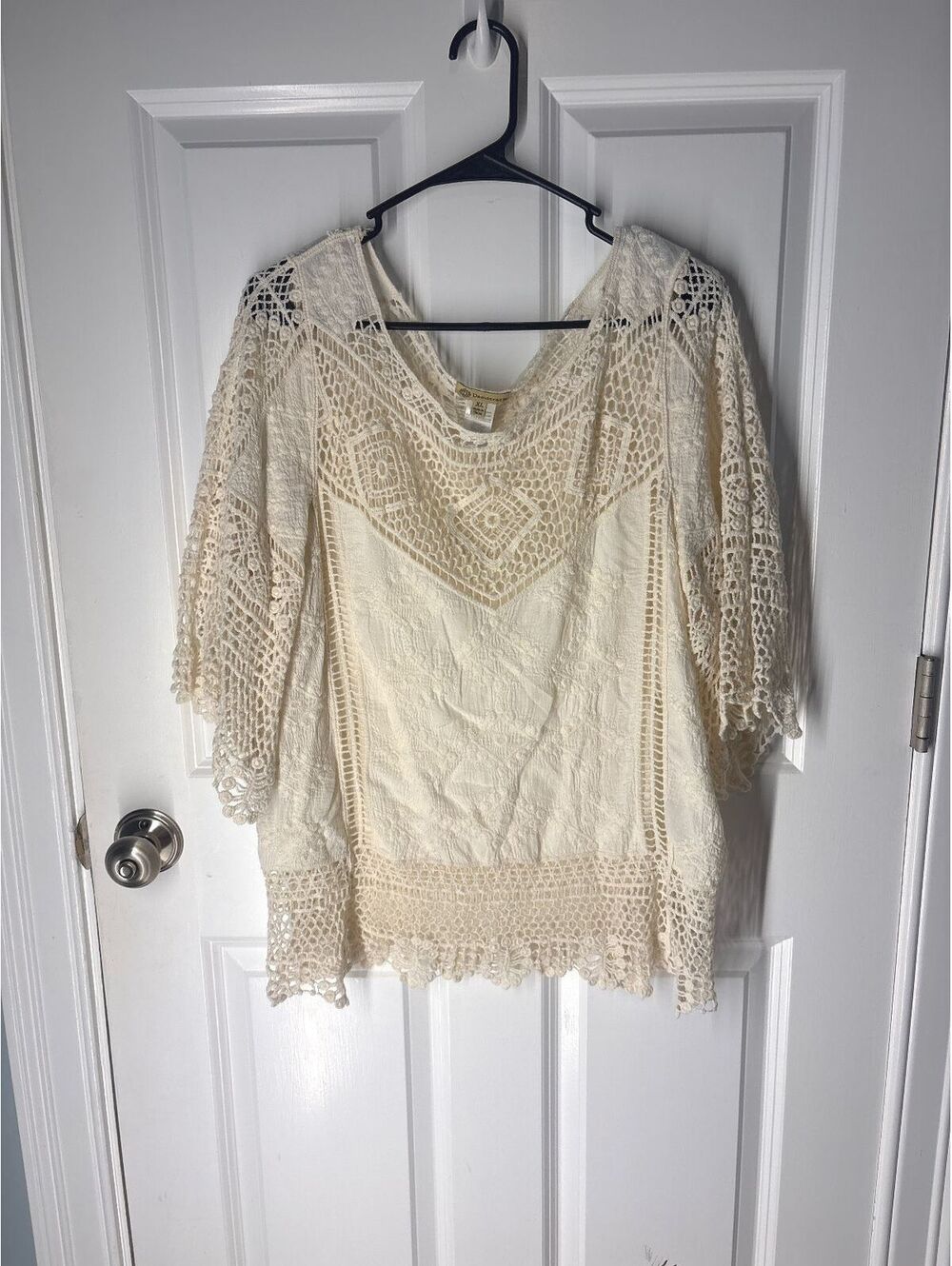 Retro Boho Indie Sleeze Fisherman Hippie Democracy XL Woven Cotton Blouse